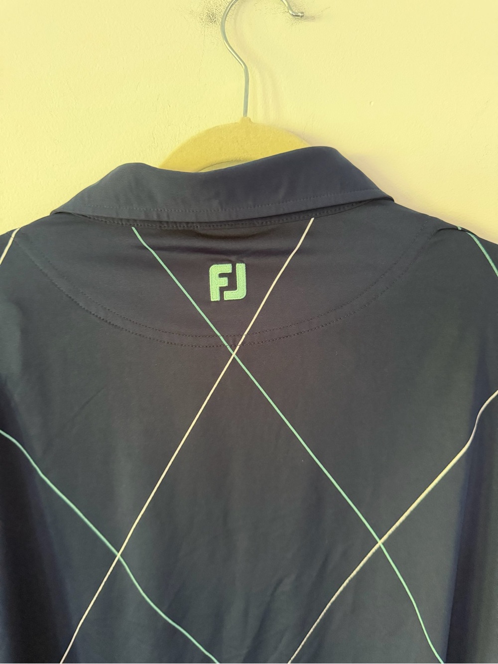 FootJoy Navy Polo with White Argyle Stitch - Picture 7 of 8